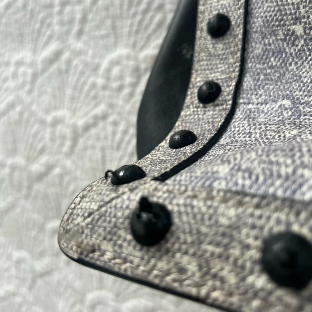 Loeffler Randall work bag tote purse reptile snakeskin python black bag office - Picture 5 of 12